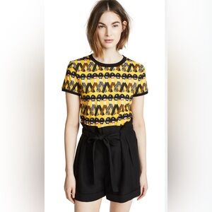 Alice + Olivia X Donald Robertson Willa Crazy Pants Yellow T Shirt